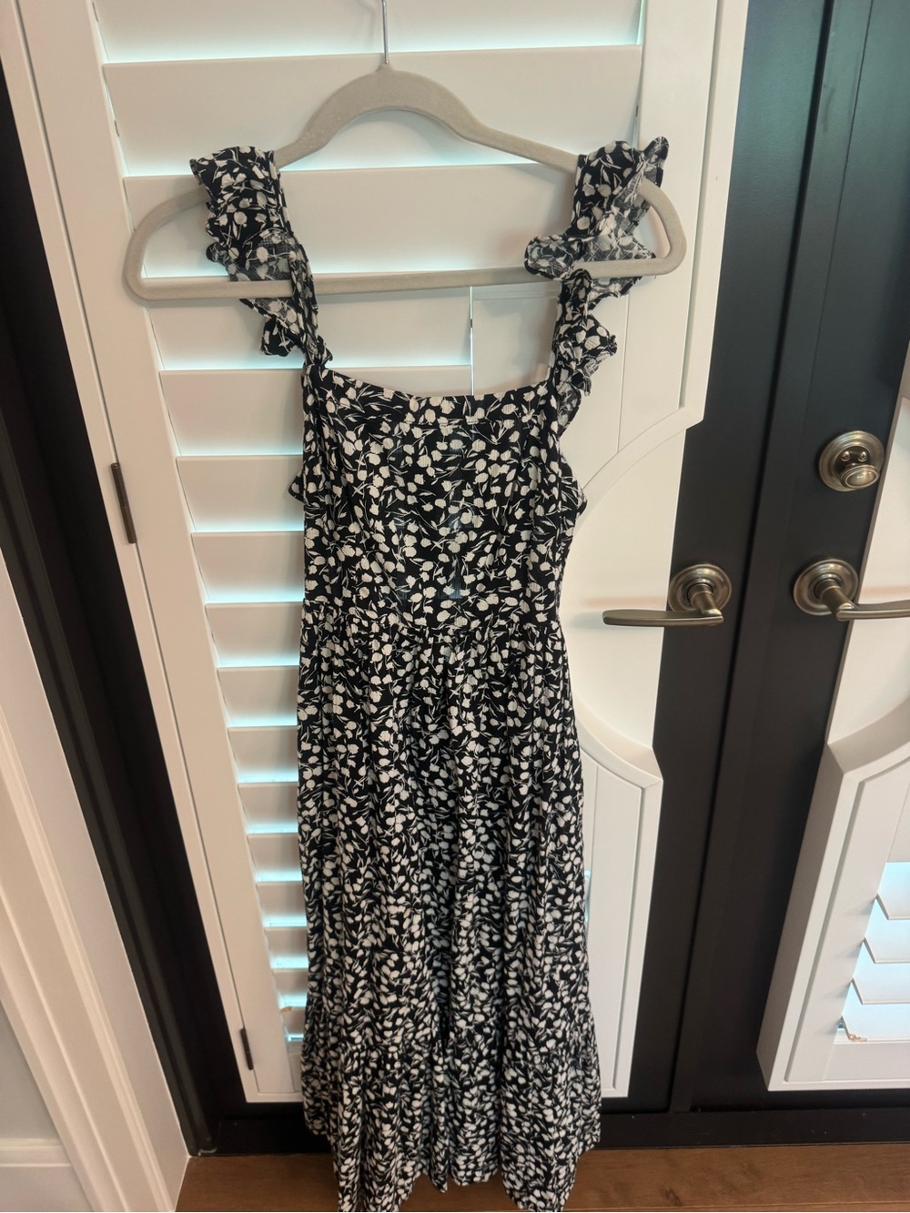 RIXO Black and White Floral Maxi Dress